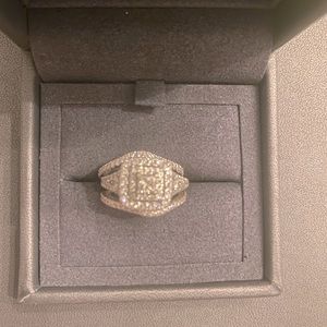 Vera Wang Love Collection Diamond engagement ring and two wedding bands. 14K